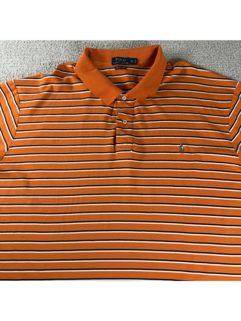 Polo Ralph Lauren Pima Striped Short Sleeve Polo Shirt Orange Men’s Size 88 - Picture 2 of 6
